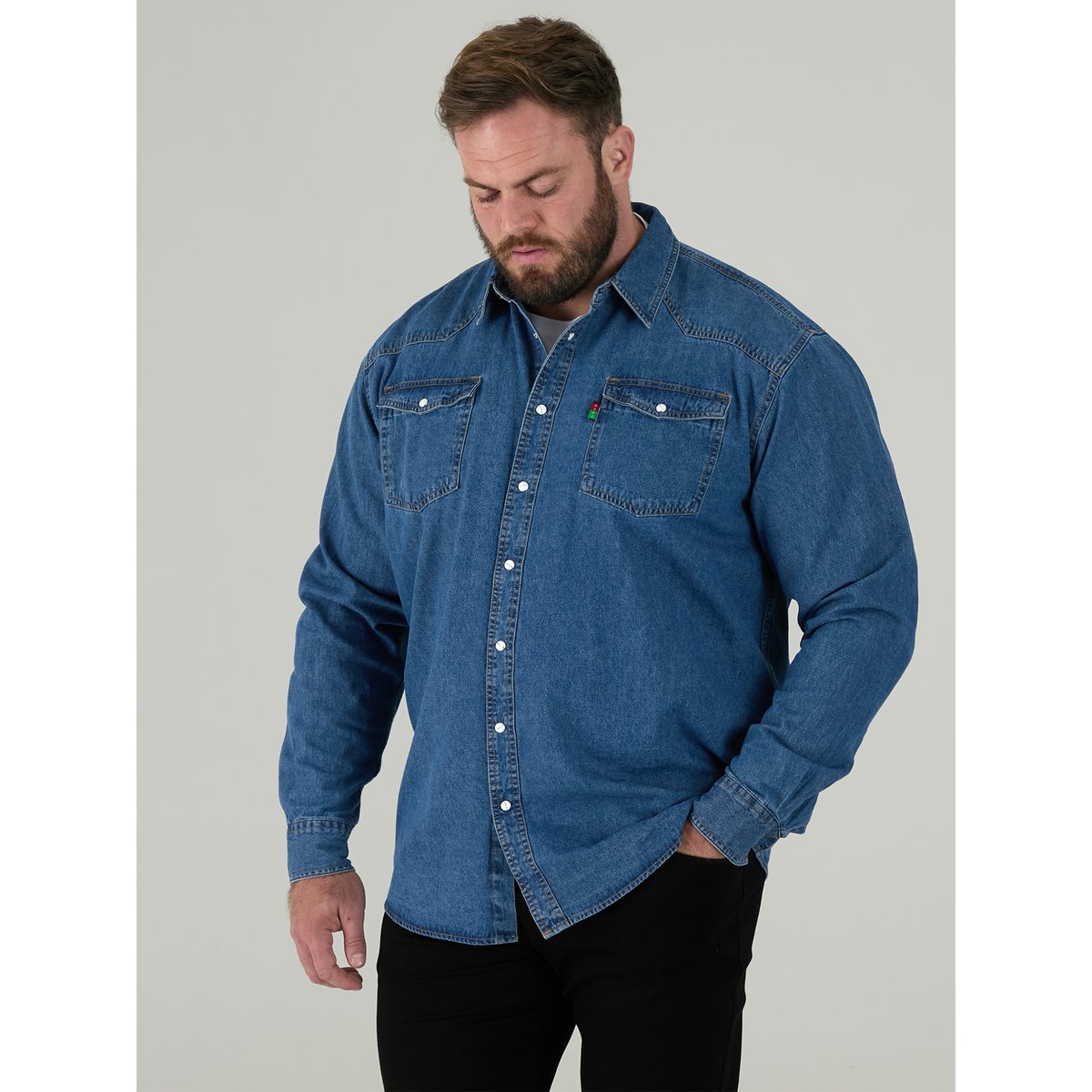 Chemise Denim Grande Taille Western bleu denim, DUKE