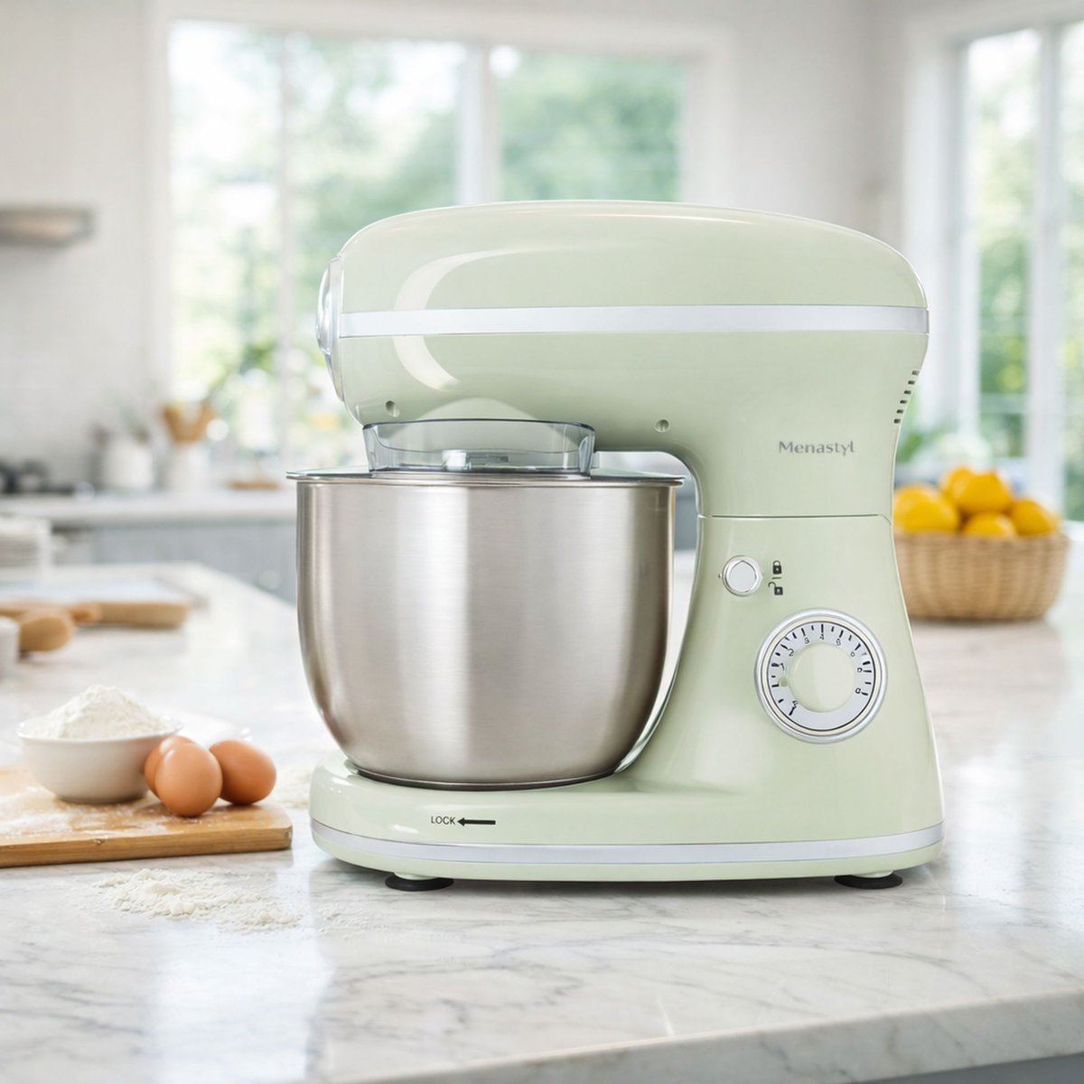 Robot patissier 1300W - 8 vitesses, RETRO céladon, MENASTYL