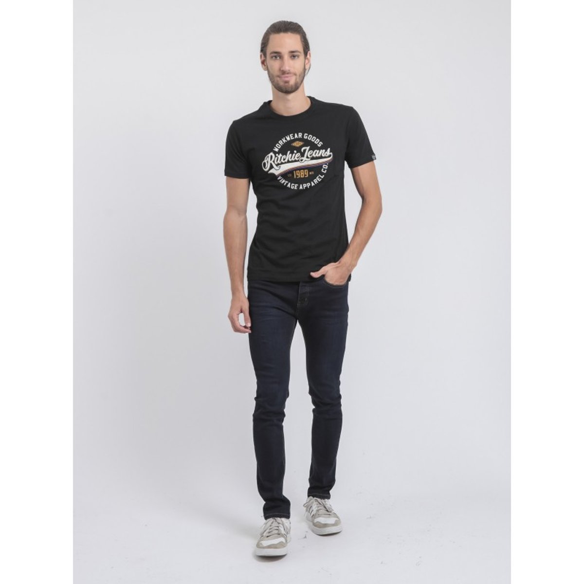 T-shirt Col Rond Pur Coton Jonak noir, RITCHIE