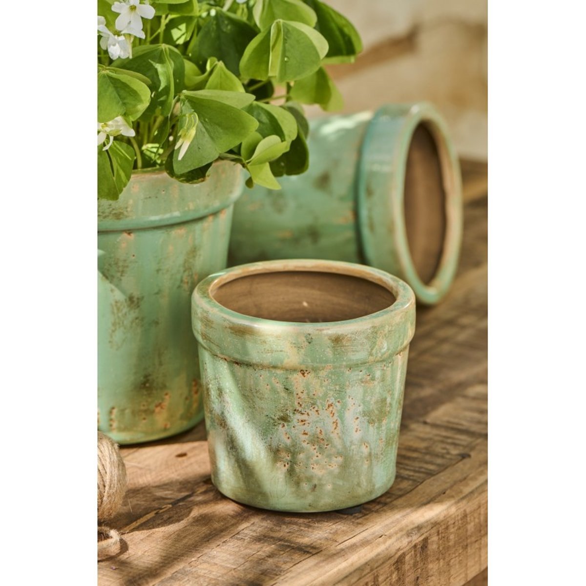 Cache-pot céramique vieillie vert, IB LAURSEN