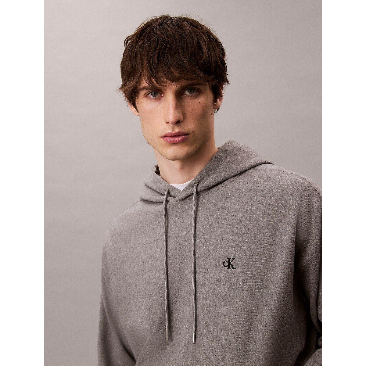 Sweat fermé à capuche gris, CALVIN KLEIN