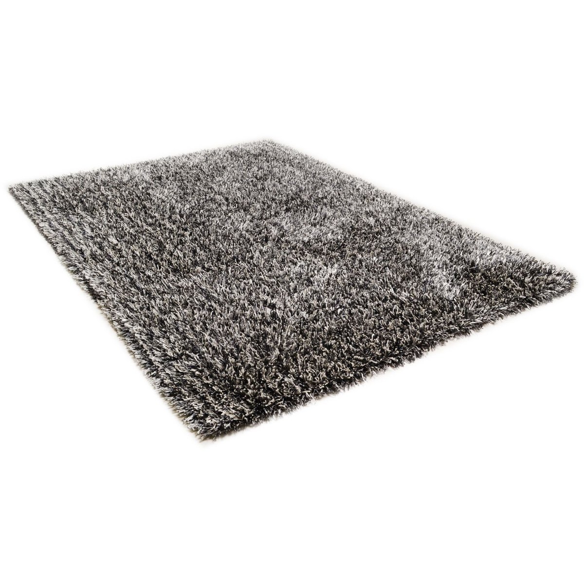 Tapis salon shaggy Girly longs poils argent, THEKO