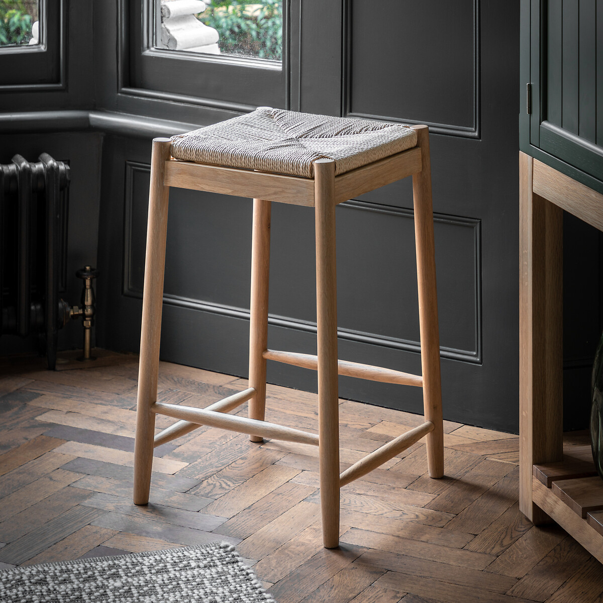 Ende Solid Oak & Woven Rope Stool natural, ÉDITÉ