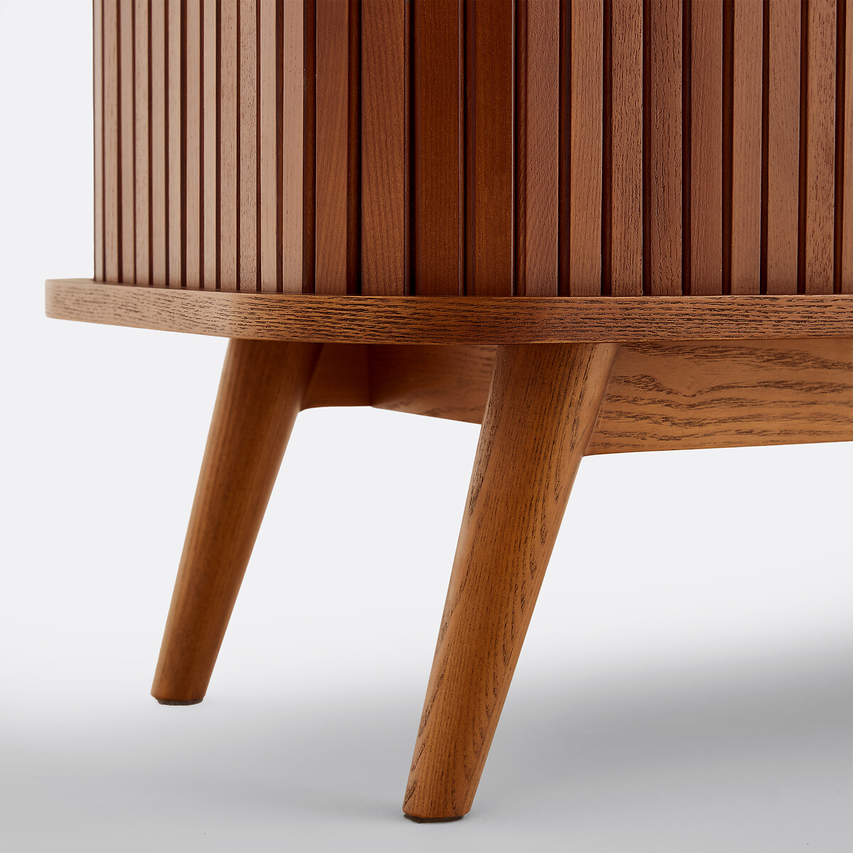 Mueble de TV de fresno y chapado, 2 puertas correderas, anchura de 120 cm, WAPONG tinte color nogal, LA REDOUTE INTERIEURS