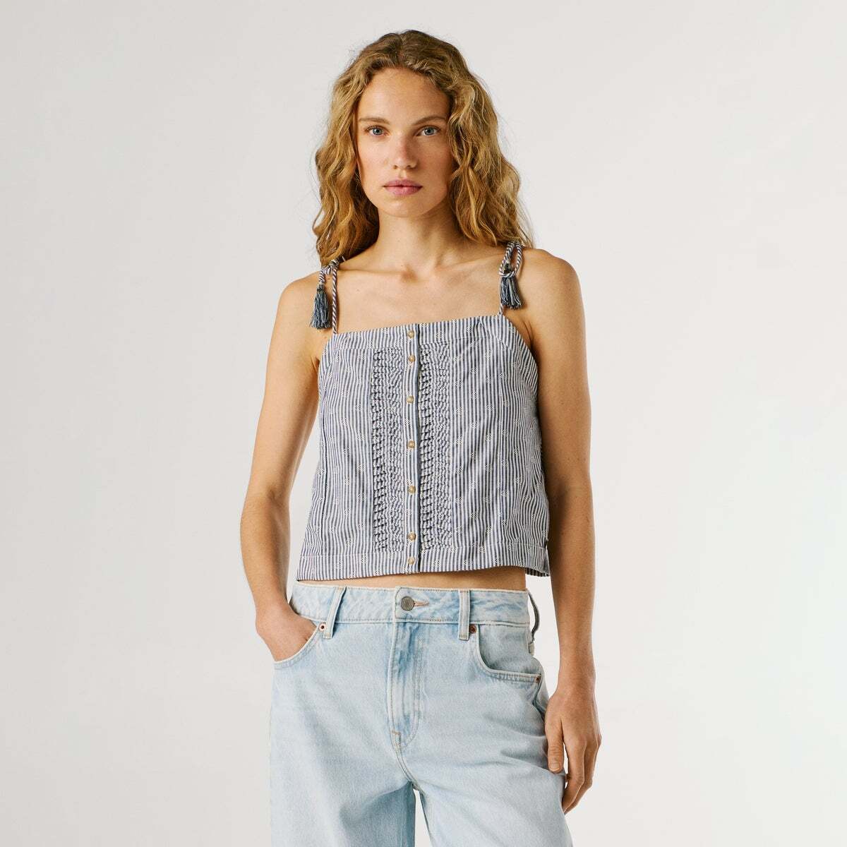 Top À Bretelles À Rayures bleus de l'union, PEPE JEANS
