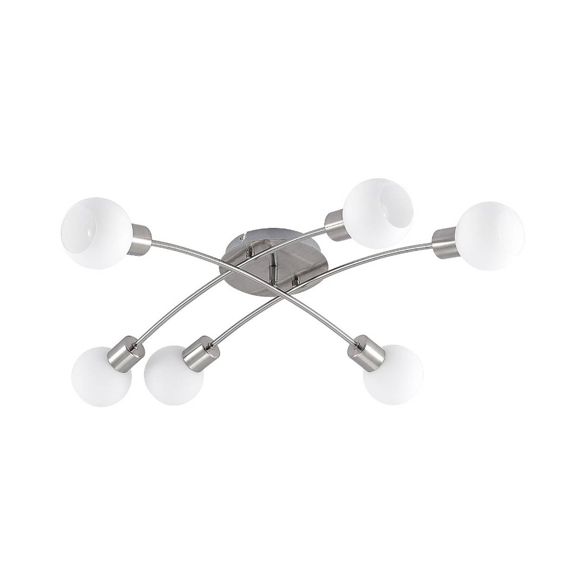 Plafonnier en métal moderne, Agmar nickel satiné, blanc, LINDBY