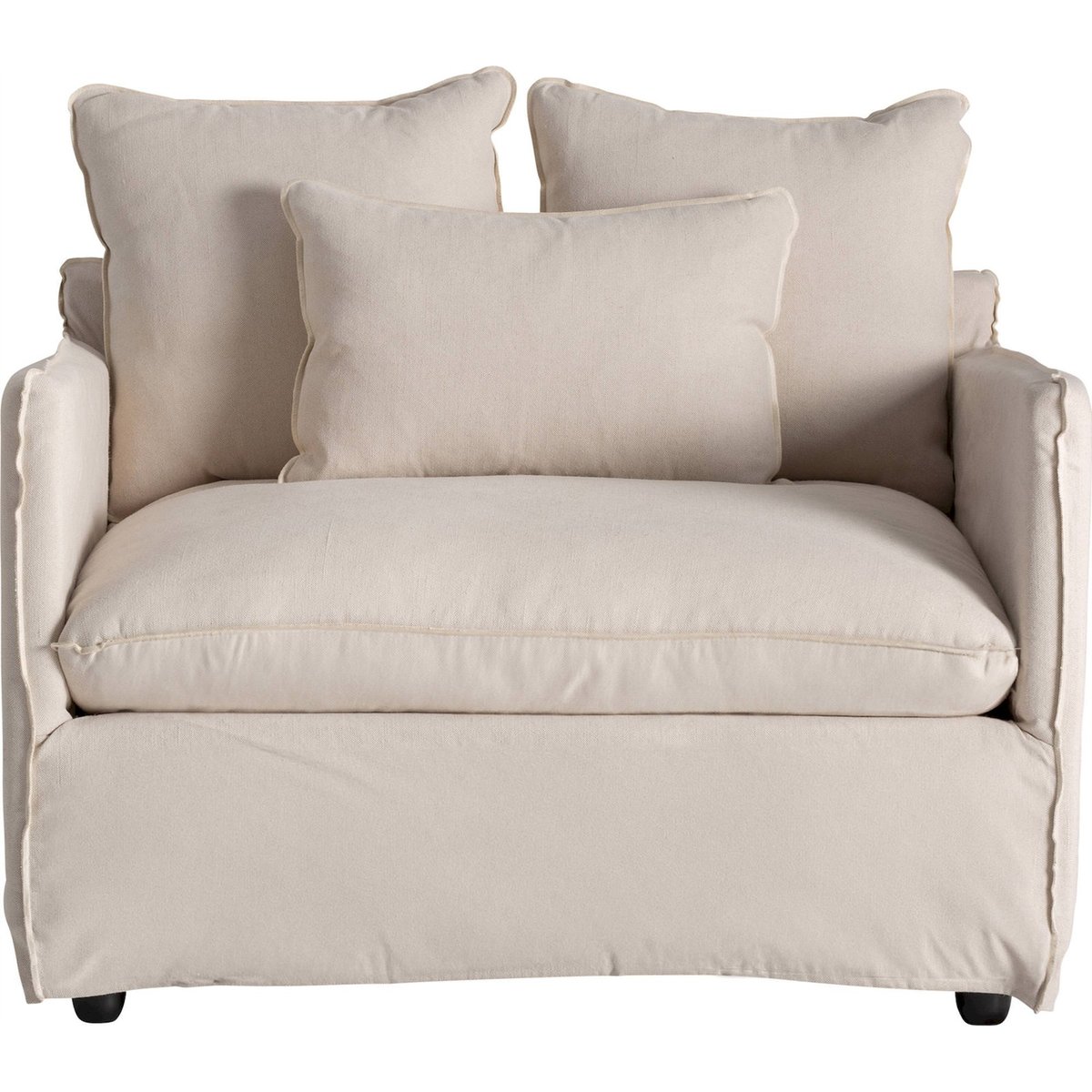 Fauteuil contemporain en lin style épuré beige lin naturel, RECOLLECTION