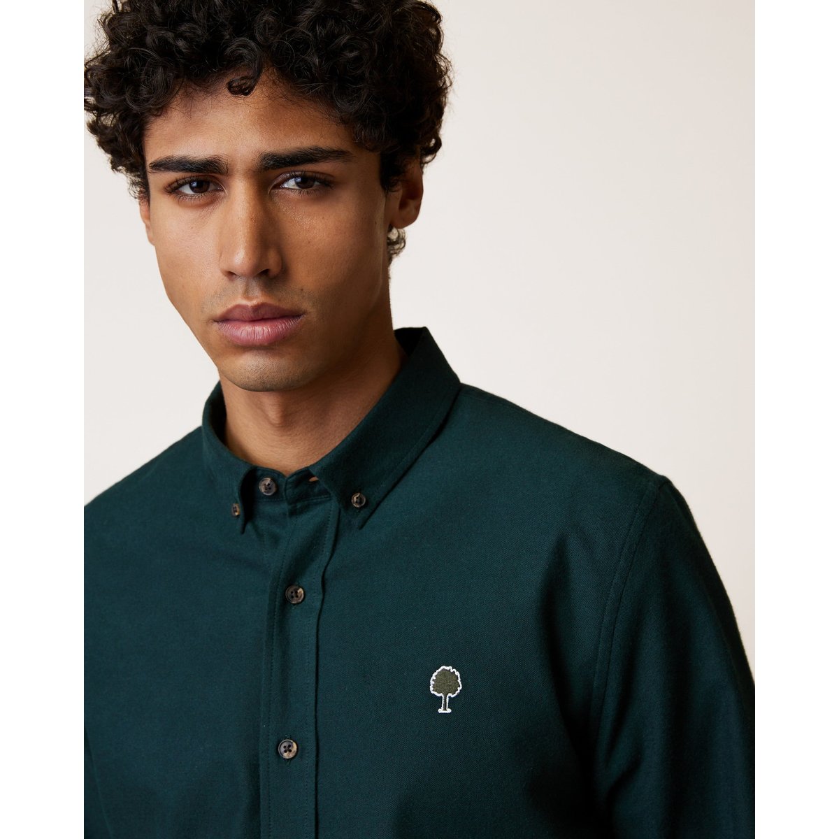 Chemise en tissu Oxford vert foncé, FAGUO