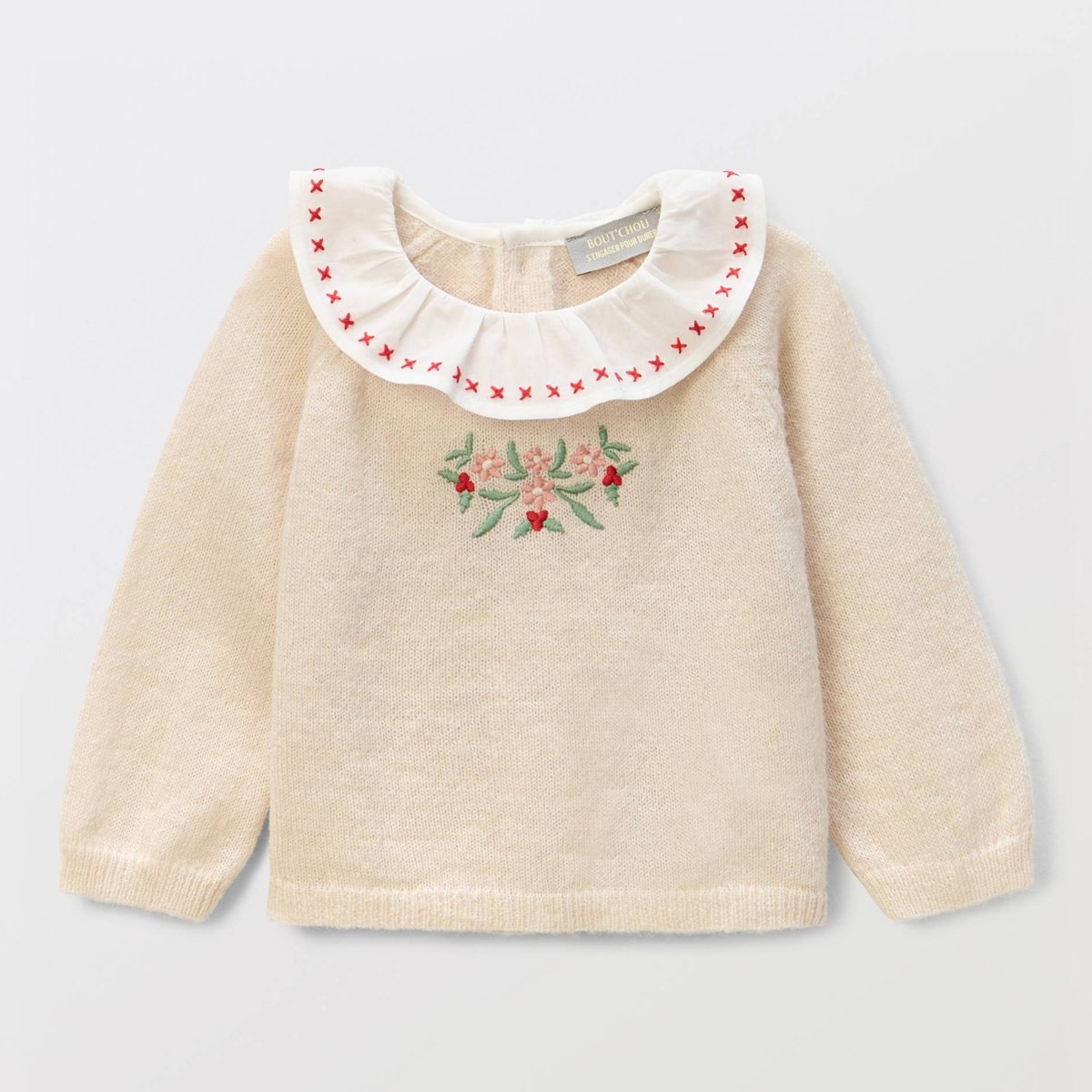 Ensemble tricot brodé beige melange, BOUT'CHOU