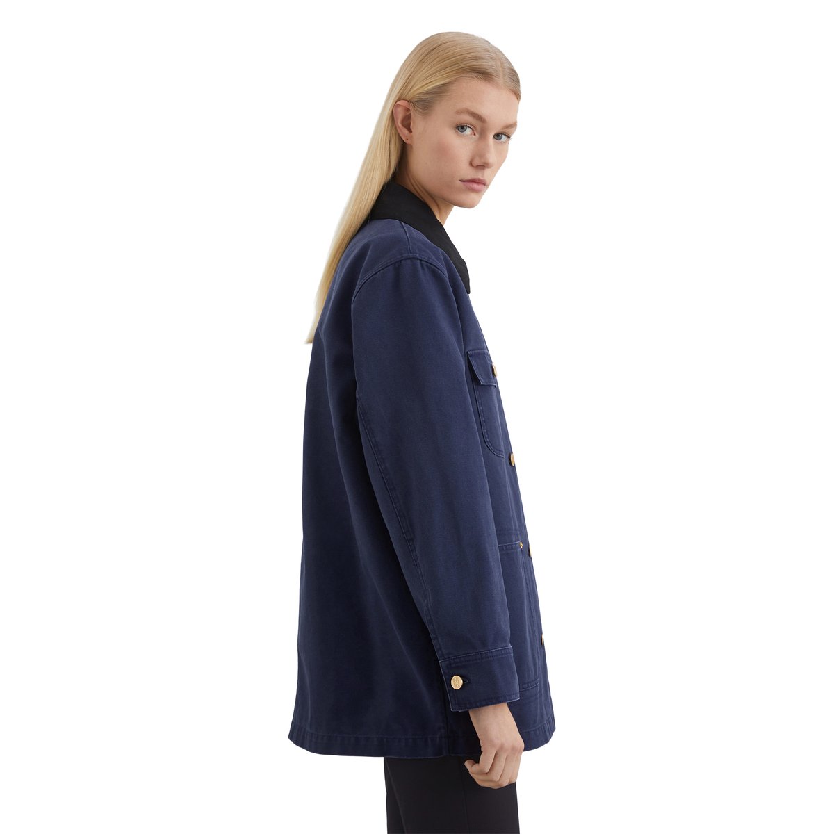 Veste en toile relaxed avec col amovible bleu foncé, MARC O'POLO