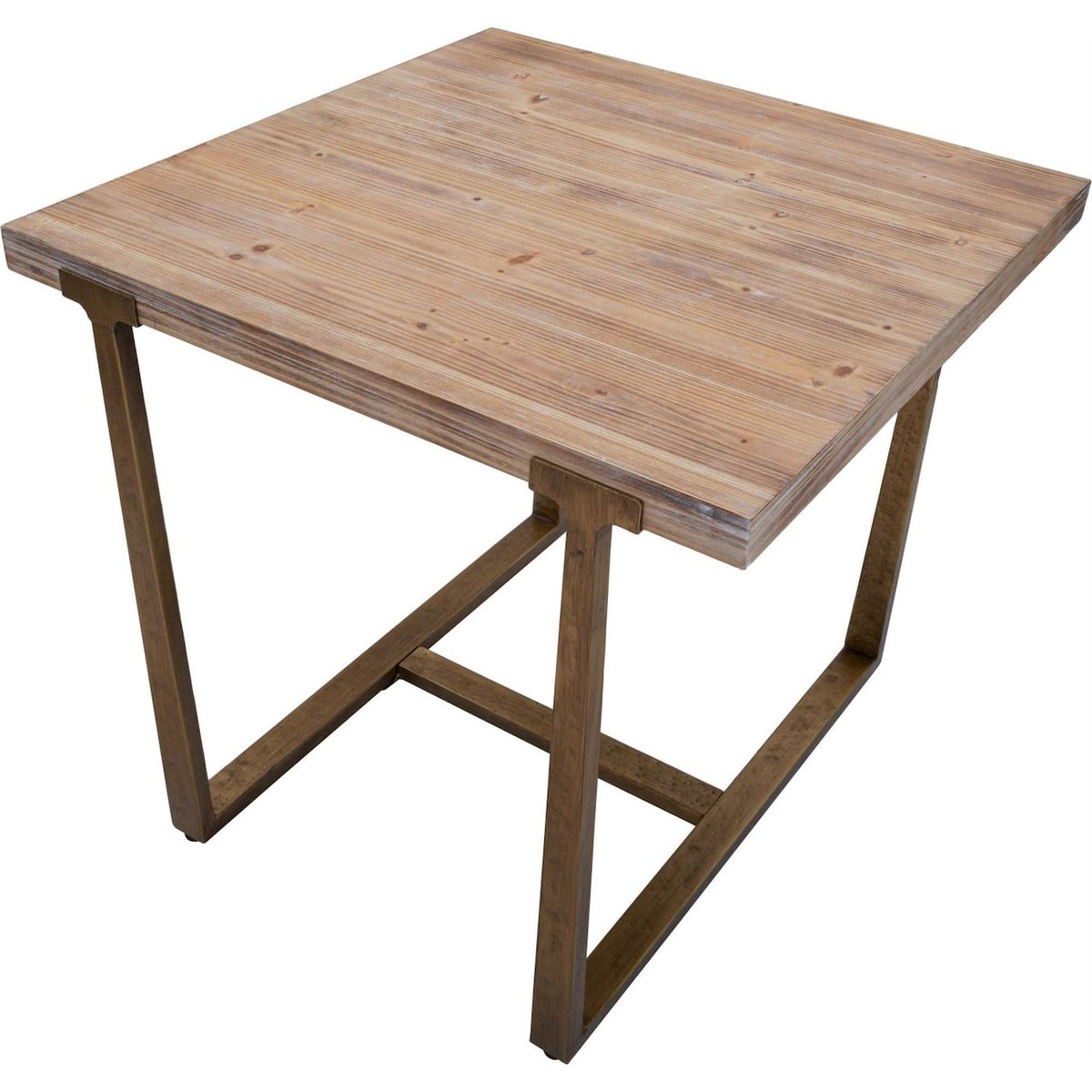 Table à manger carrée piètement métal MODERN marron et doré, RECOLLECTION
