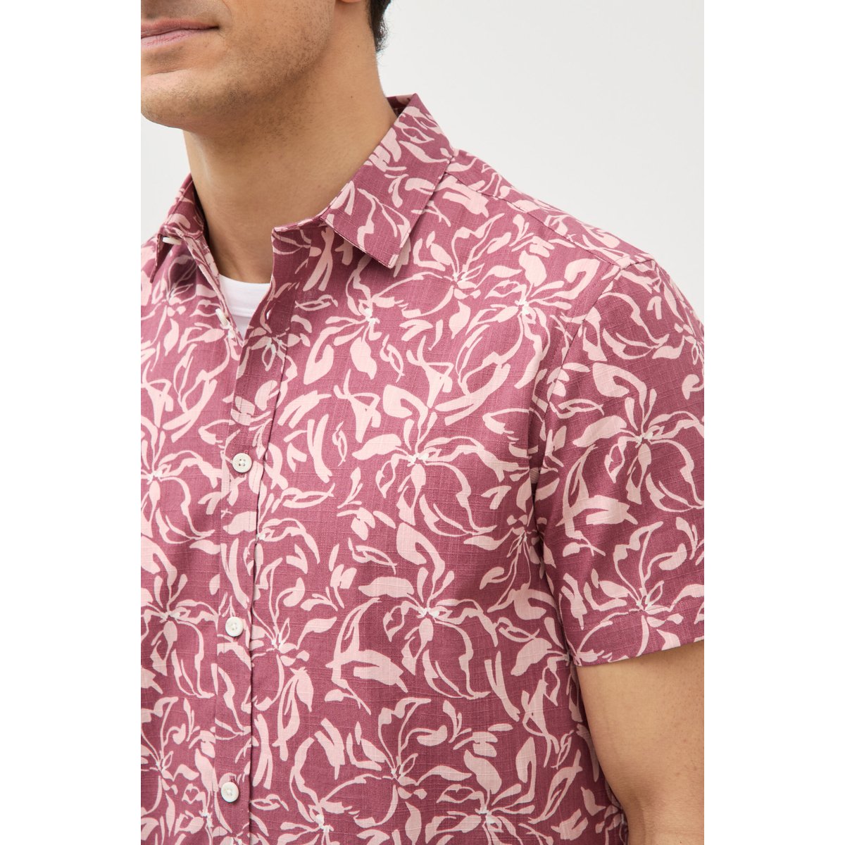 Chemise manches courtes vieux rose, BONOBO