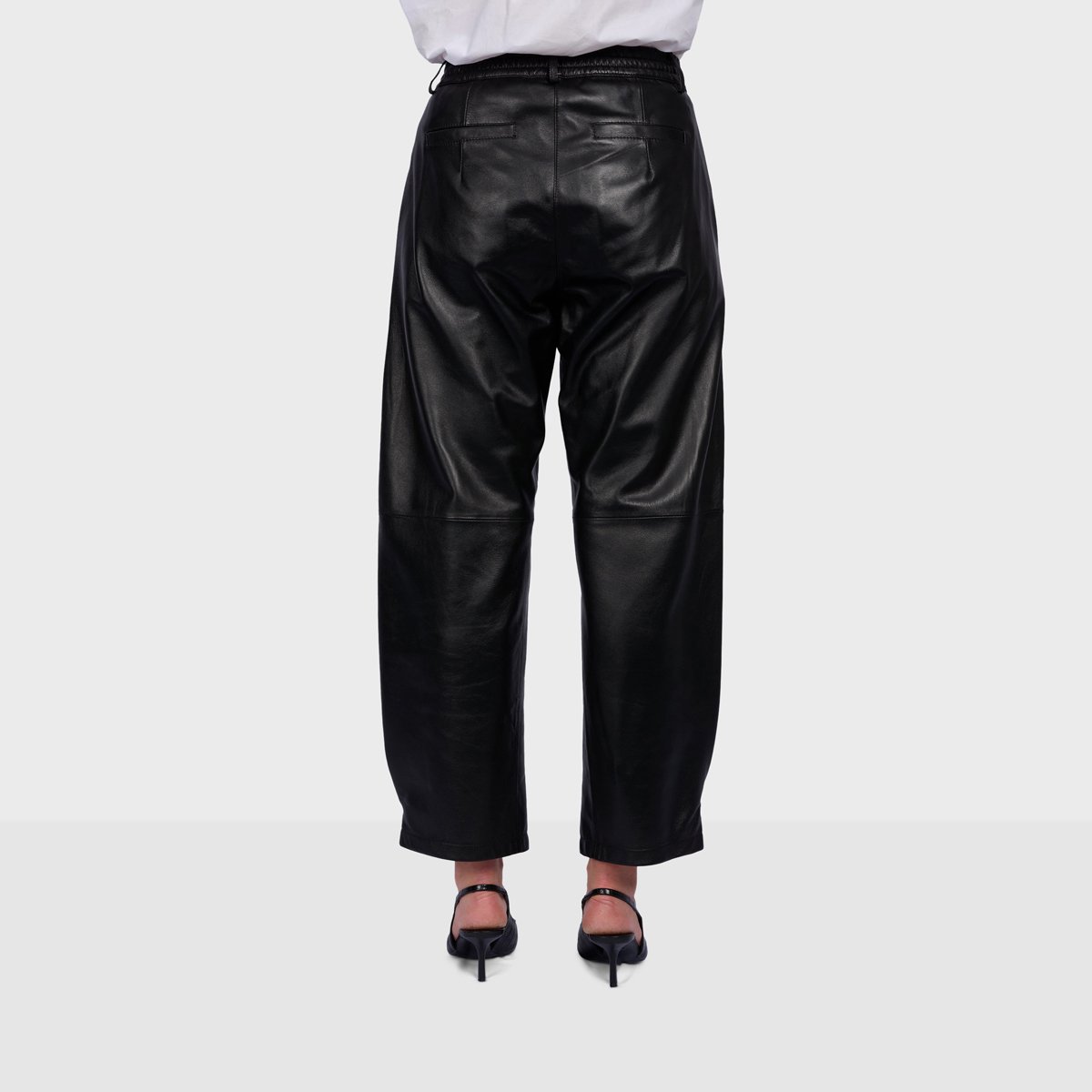 Pantalon en cuir à coupe ample MIA noir, OAKWOOD