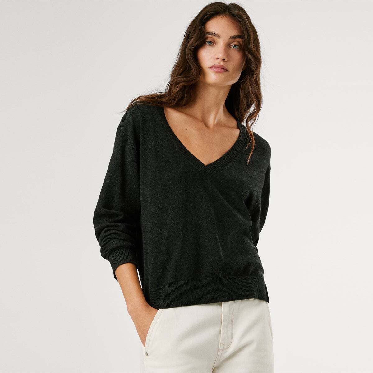 Pull Col V En Maille noir, PEPE JEANS
