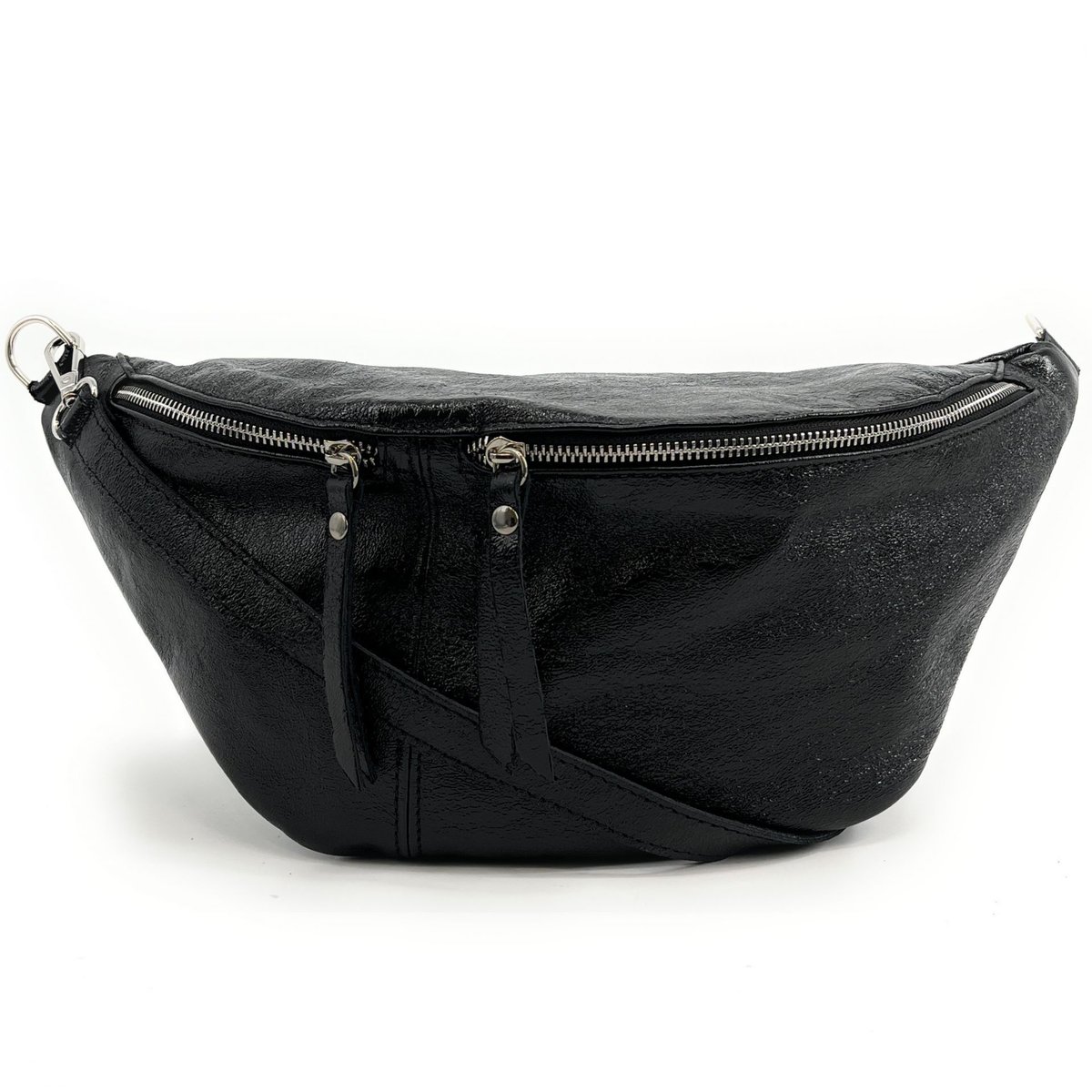 Sac banane en cuir irisé LILOU GLOW noir irisé, OH MY BAG