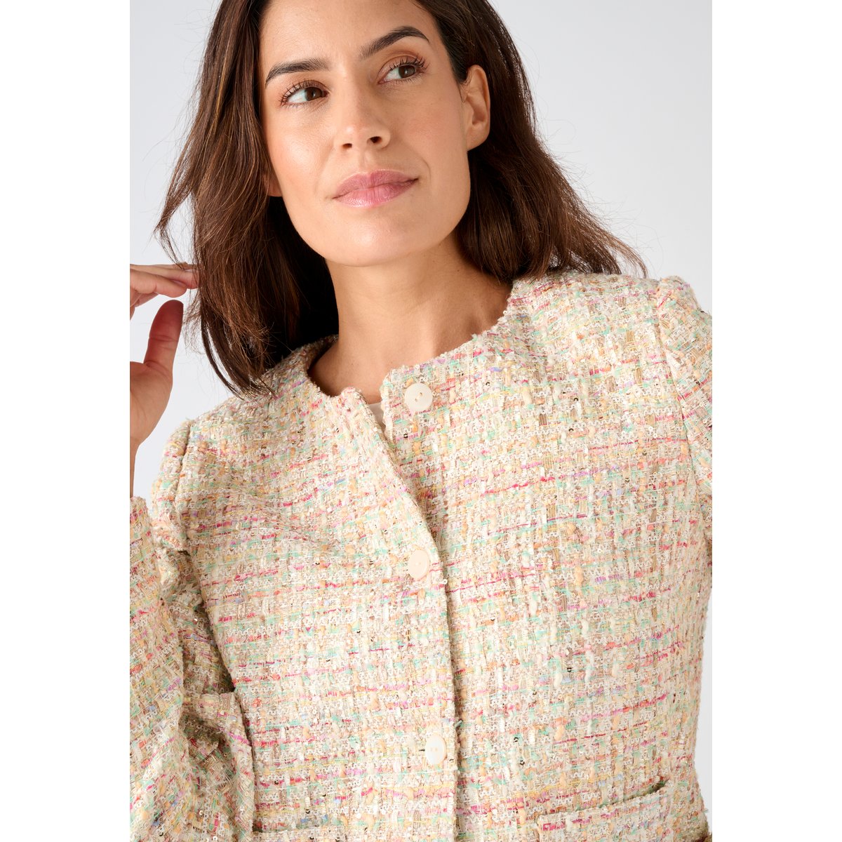 Veste effet tweed fils brillants jaune multicolore, DAMART