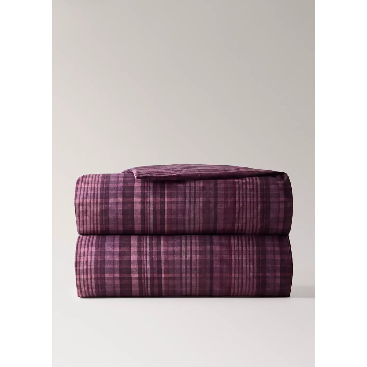 Housse de couette 100 % percale de coton carreaux Lit 90 cm lie de vin, MANGO HOME