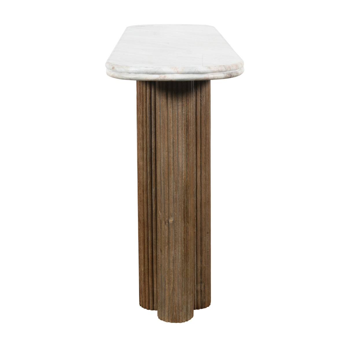 Console en bois massif et marbre BUREN bleu, SIGNATURE