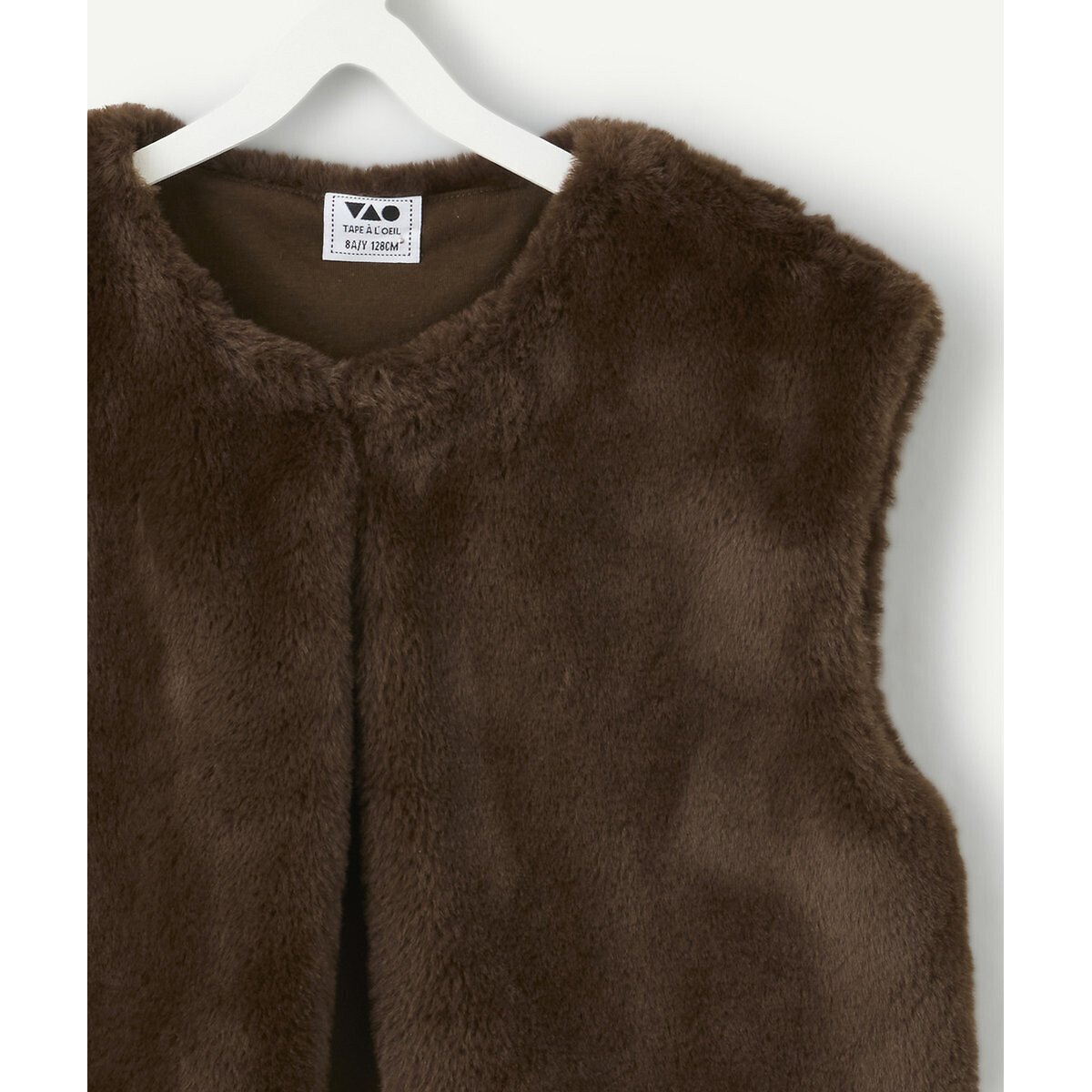 Gilet sans manches duveteux marron, TAPE A L'OEIL