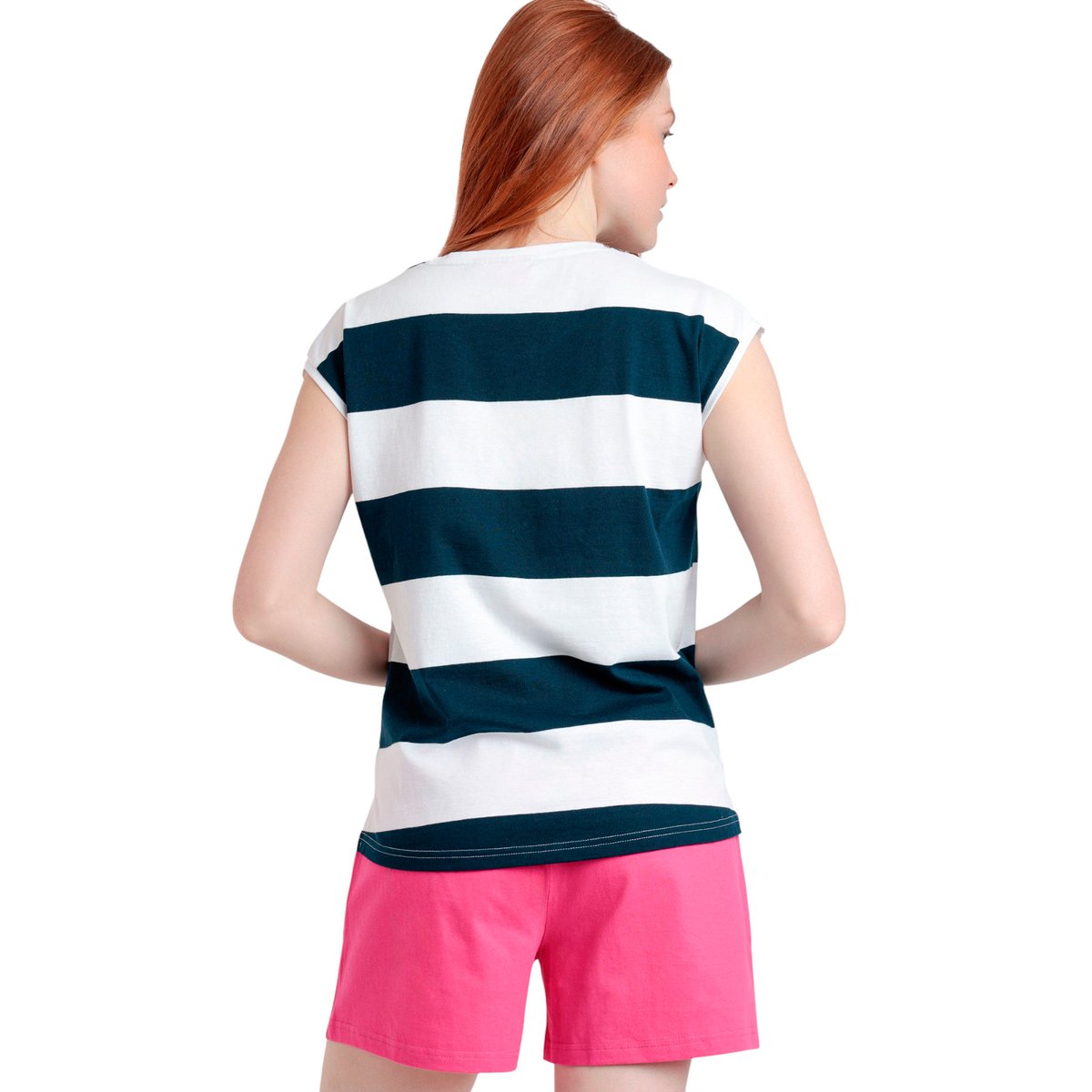 Pyjama short t-shirt Barbie Stripes bleu marine, ADMAS