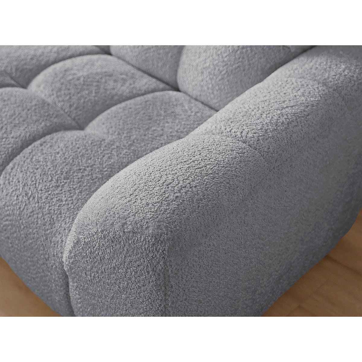 Canapé d'angle fixe 3 places en tissu chenille, JAYA gris, BOBOCHIC