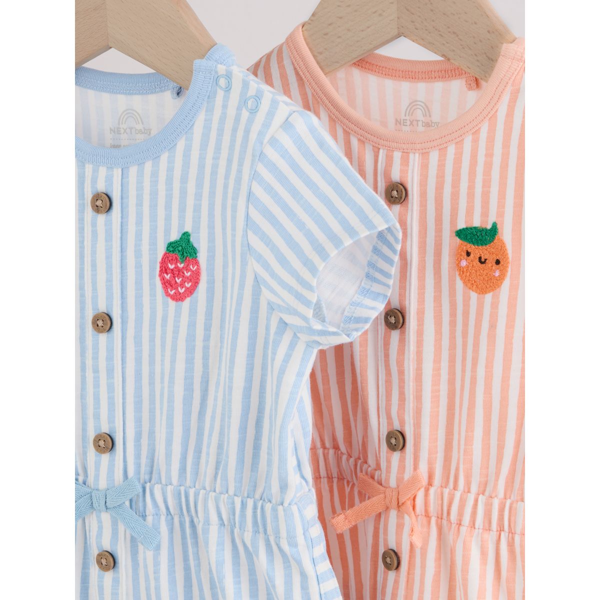 Barboteuse en jersey style sport, lot de 2 rayures bleues et orange, NEXT