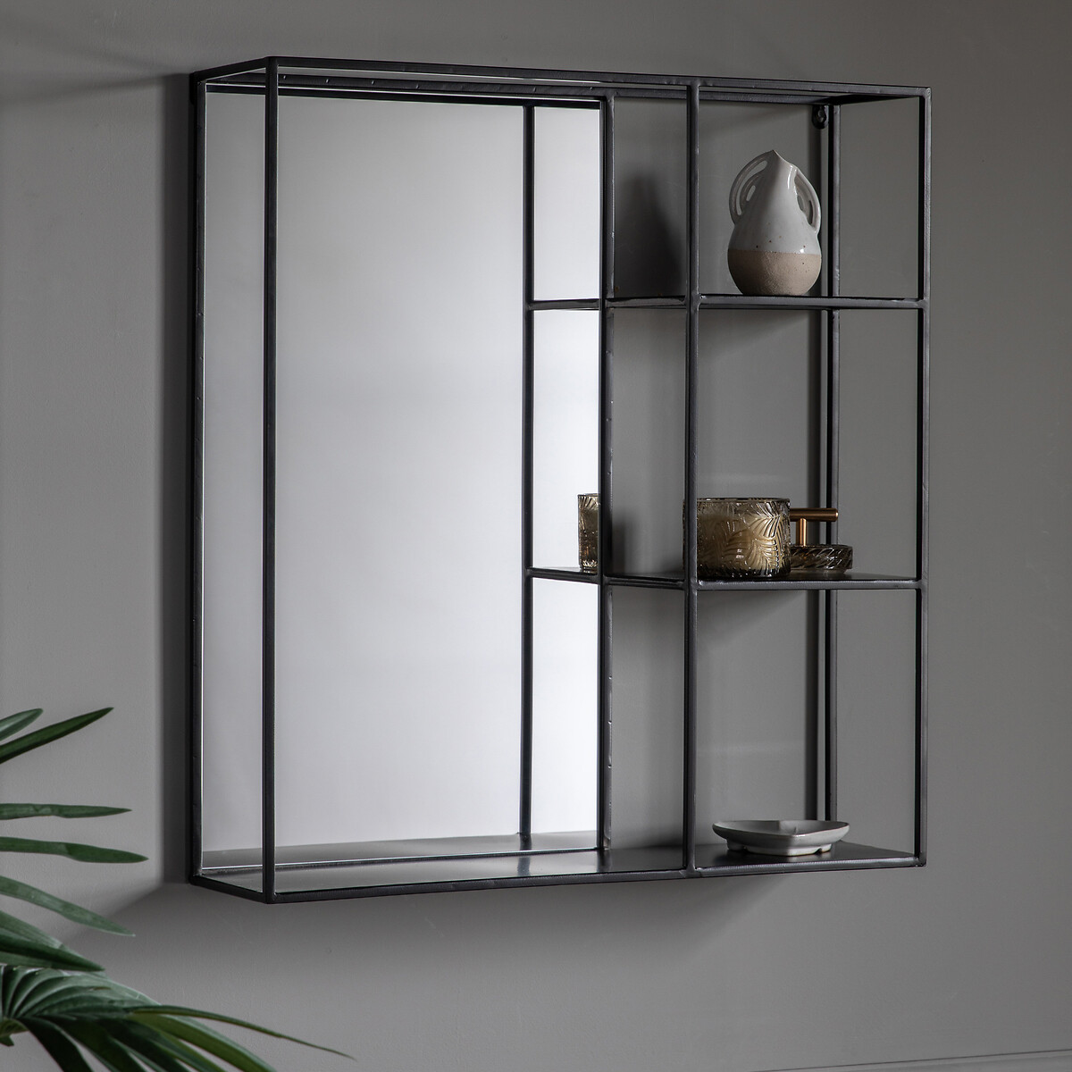 65cm Baskin Black Mirror with Shelf black, ÉDITÉ