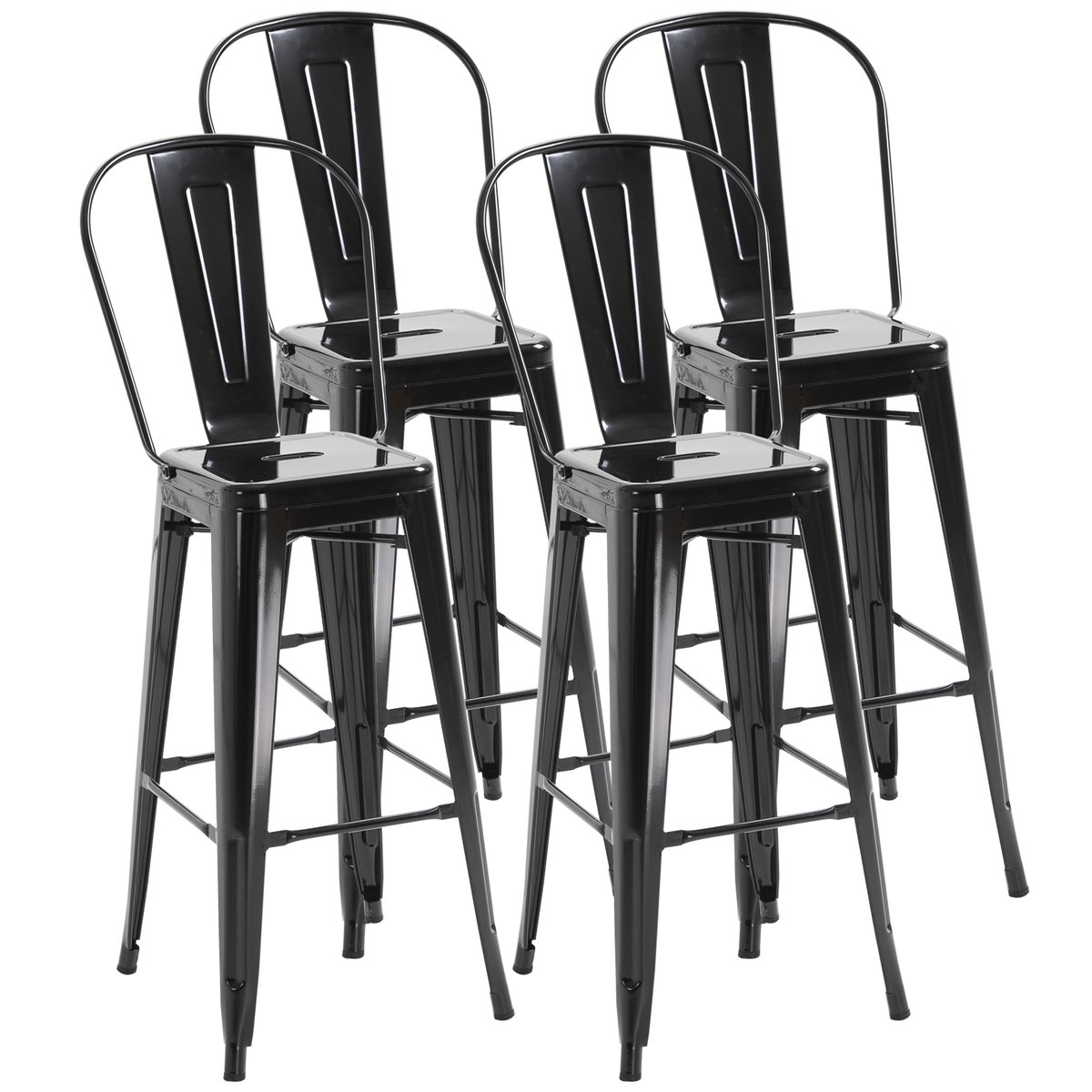 Tabouret de bar Métal Noir noir, HOMCOM