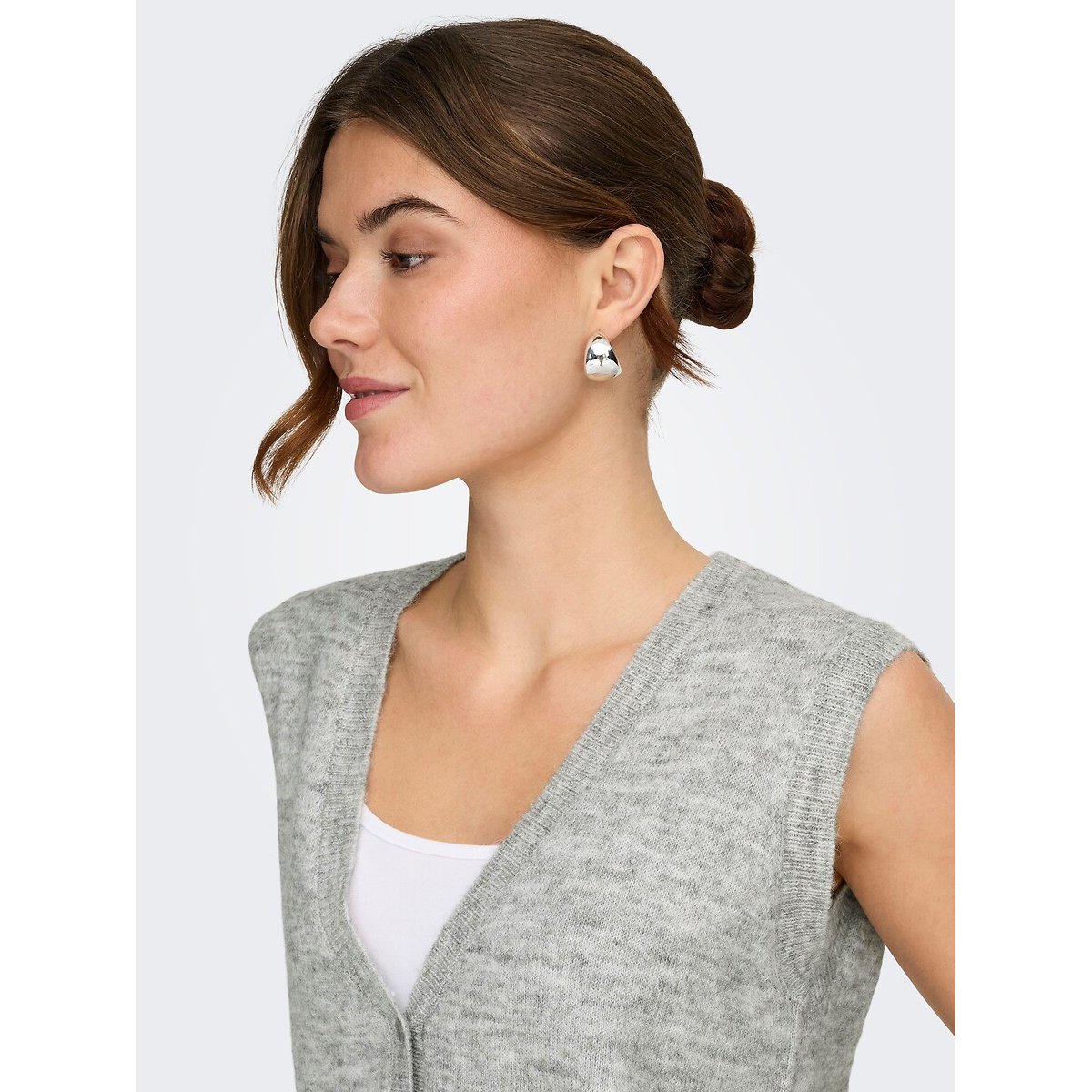 Sleeveless V-Neck Cardigan light grey, ONLY