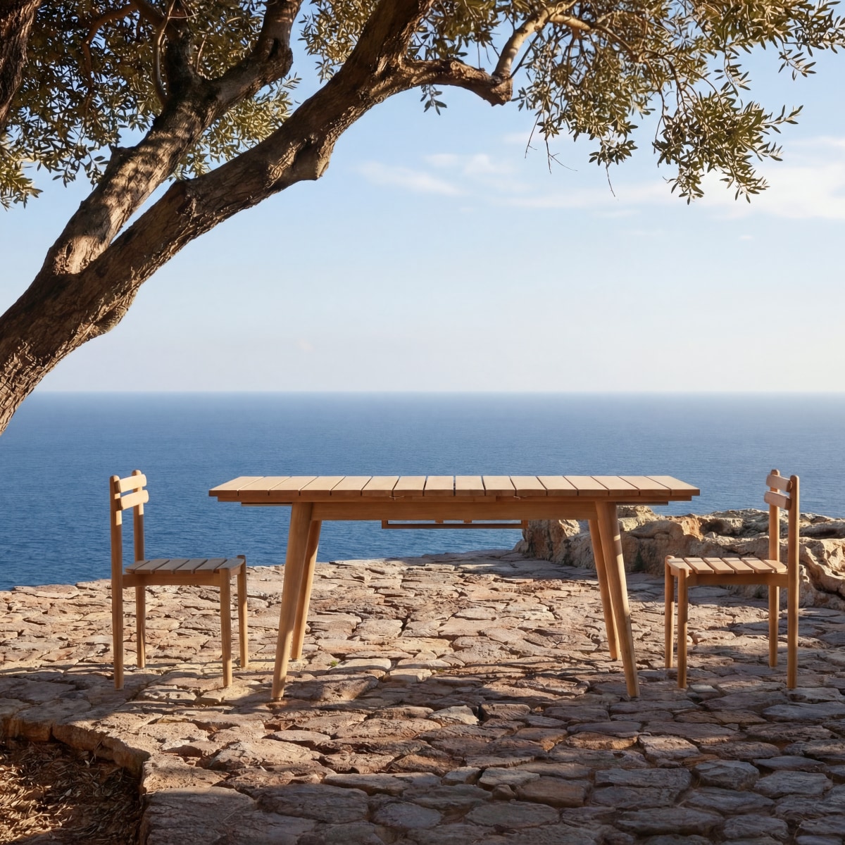 Table de jardin en Teck massif, VADIM naturel, TIKAMOON