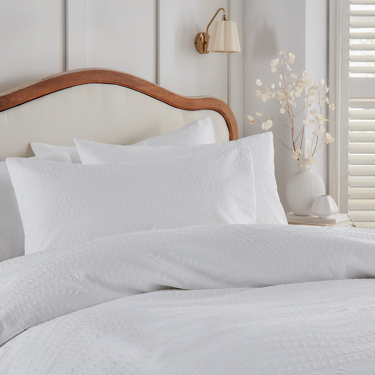 Nature Georgia Heat Pressed Duvet Cover and Pillowcase Set white, WYLDER