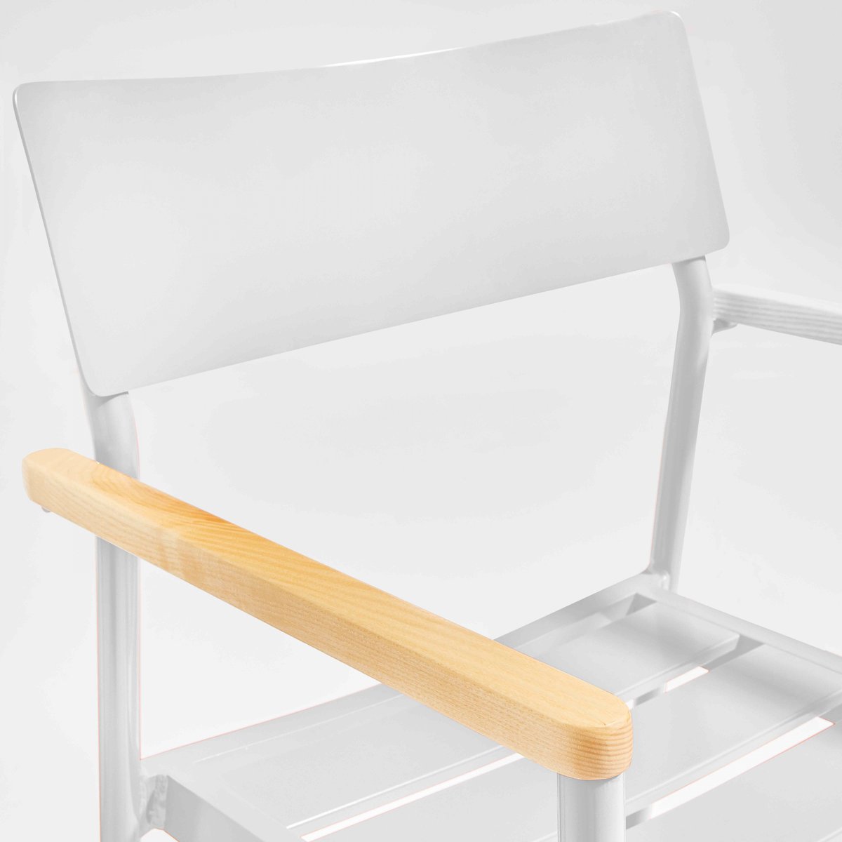 Fauteuil de jardin aluminium et bois, LEEDS blanc, OVIALA