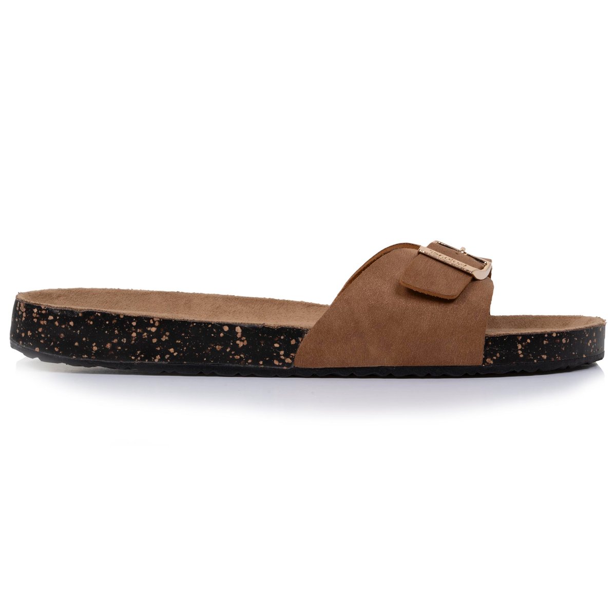 Sandales simple bride patch talon confort brun, ISOTONER