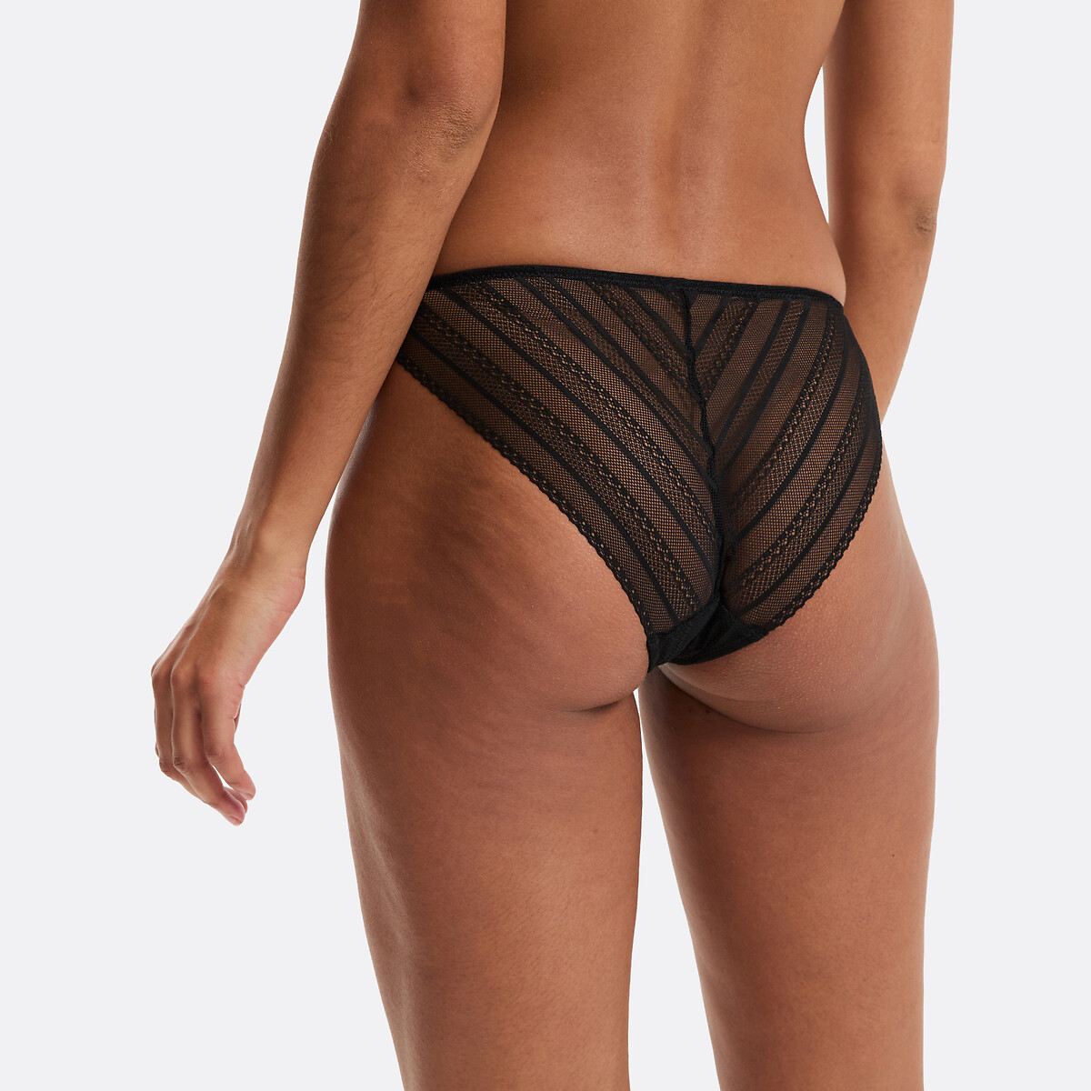 Culotte en dentelle stretch, rayée graphique, AMBRE noir, LA REDOUTE COLLECTIONS