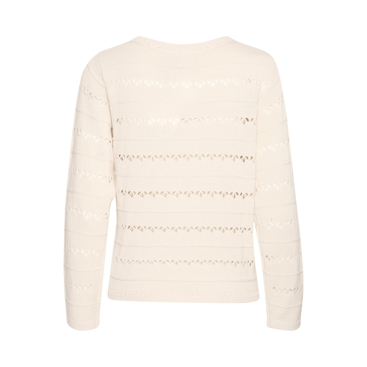 Pull en maille, manches longues, col rond, coupe droite beige birch, ICHI
