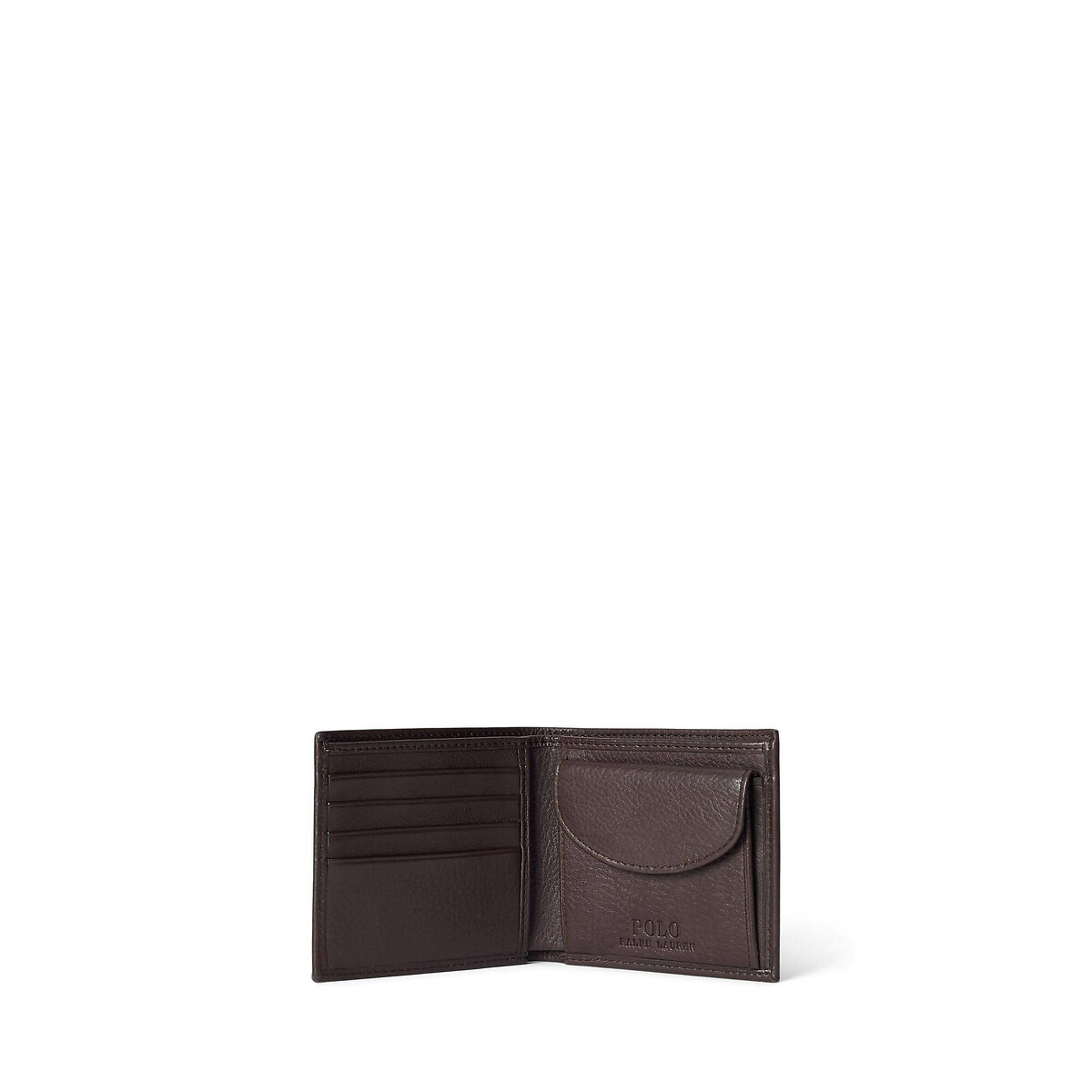 Portacarte in pelle chagrin marrone, POLO RALPH LAUREN