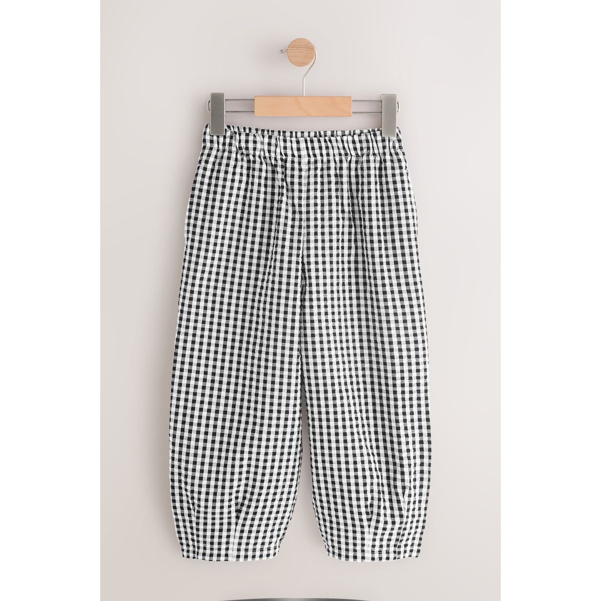 Pantalon ample à enfiler vichy noir/blanc, NEXT