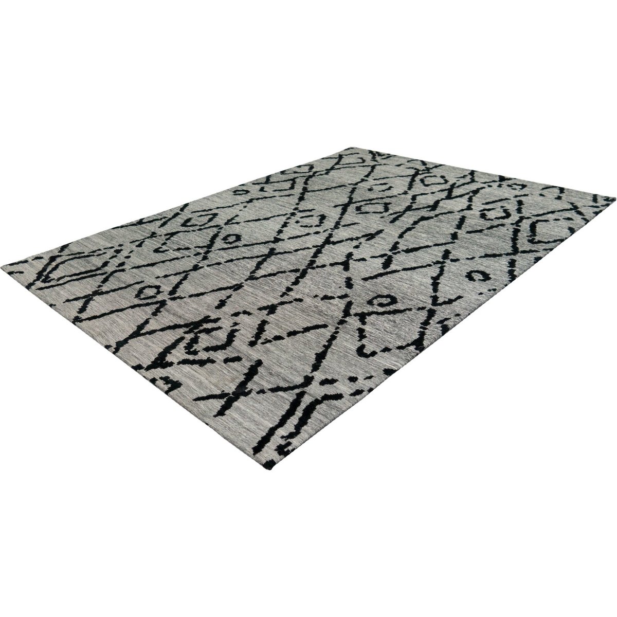 Tapis en coton fait main, RIVIÈRE gris, noir, ARTE ESPINA