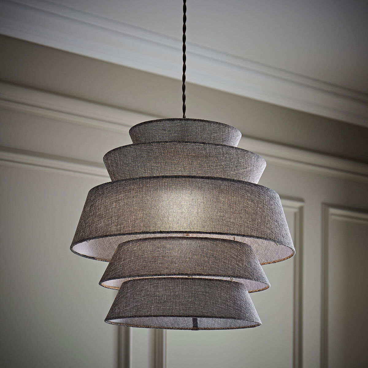 40cm Violet 5-Tier Linen Pendant Shade grey, SO'HOME