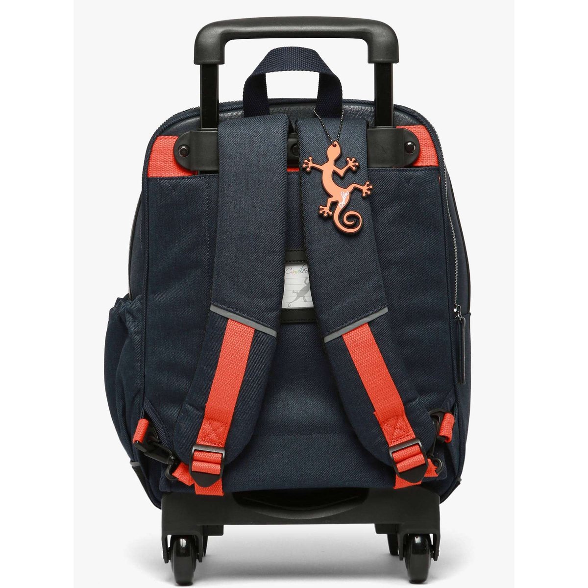 Sac a dos à roulettes 2 compartiments navy orange stitchin, CAMELEON