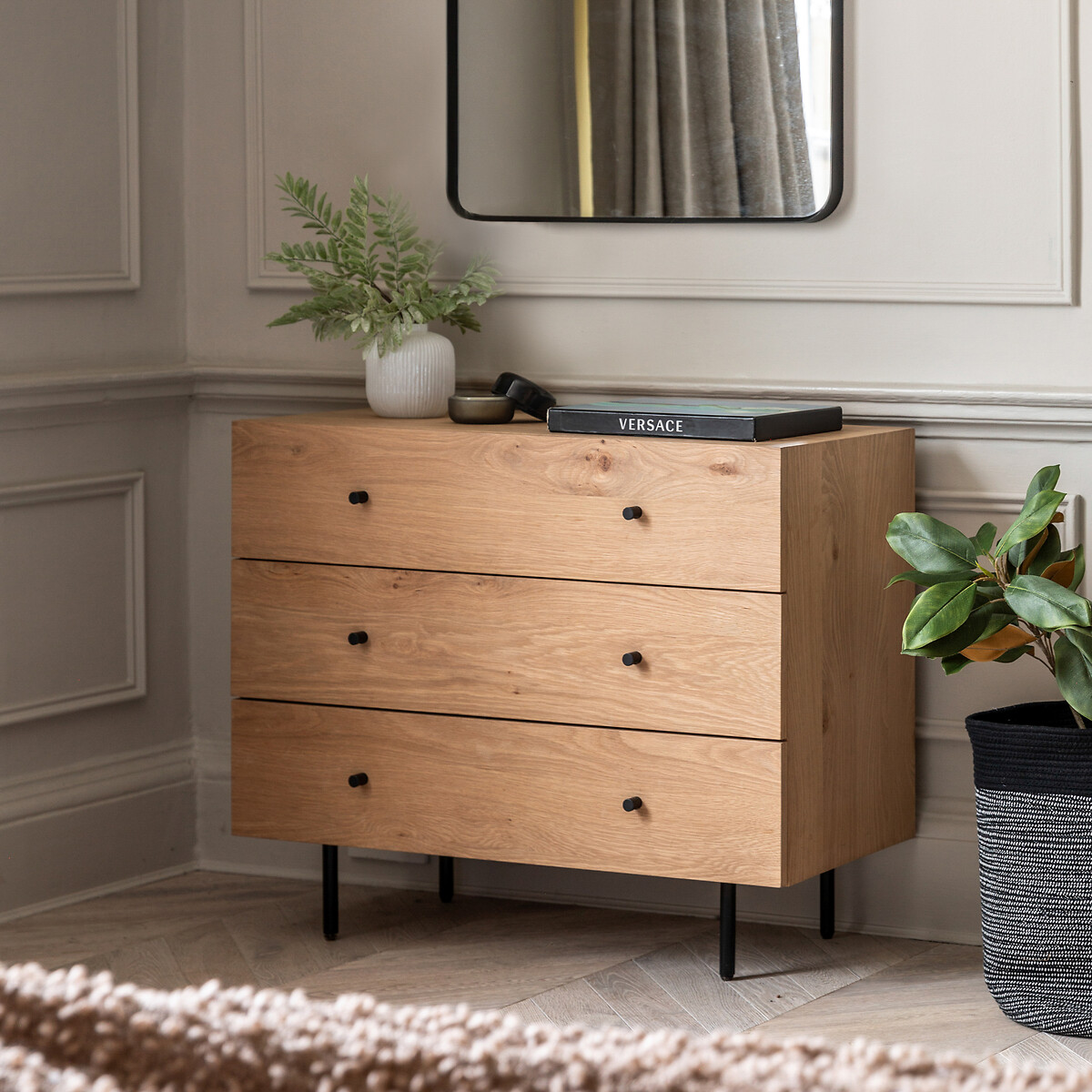 Albany Industrial Wood 3 Drawer Chest light wood, SO'HOME