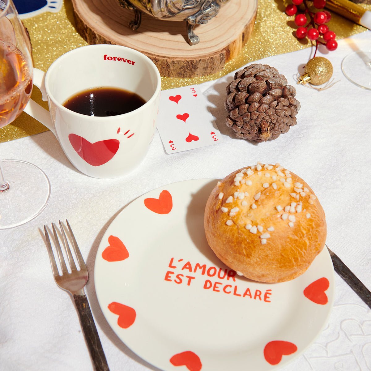 Assiette à dessert L'amour est déclaré, ICONIQUES blanc - blanc, EMOI EMOI