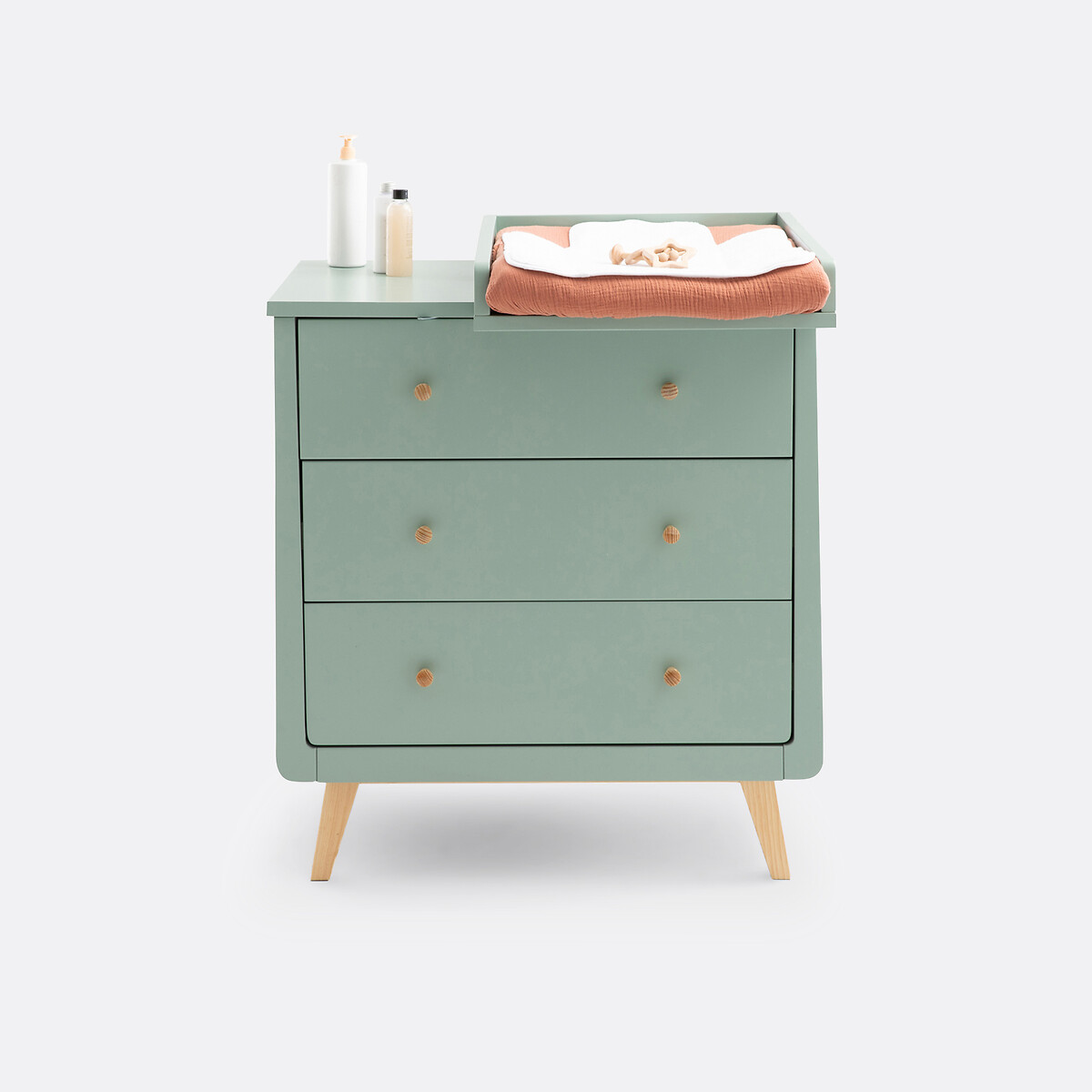 Cómoda, muda-fraldas, 3 gavetas, WILLOX verde-acinzentado, LA REDOUTE INTERIEURS