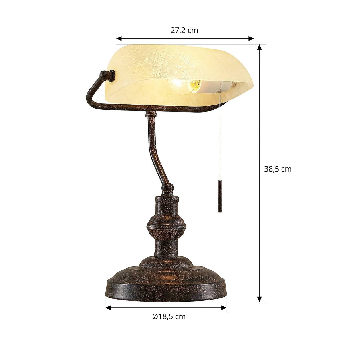 Lampe à poser en métal antique, Profina brun rouille, ambre, LINDBY
