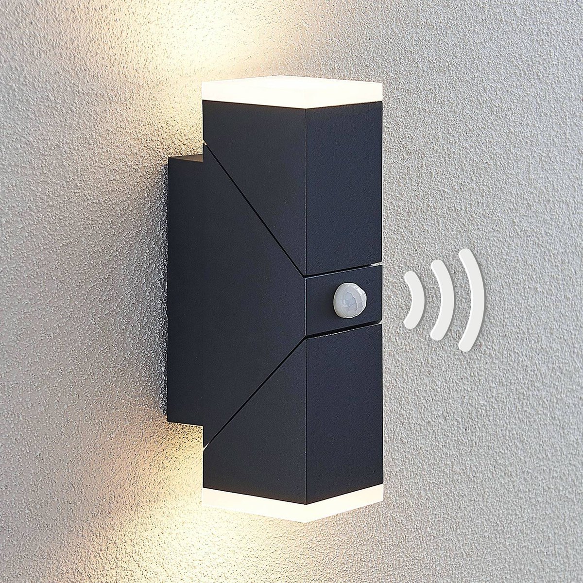 Applique extérieure en aluminium moderneLED anthracite, blanc satiné, LINDBY