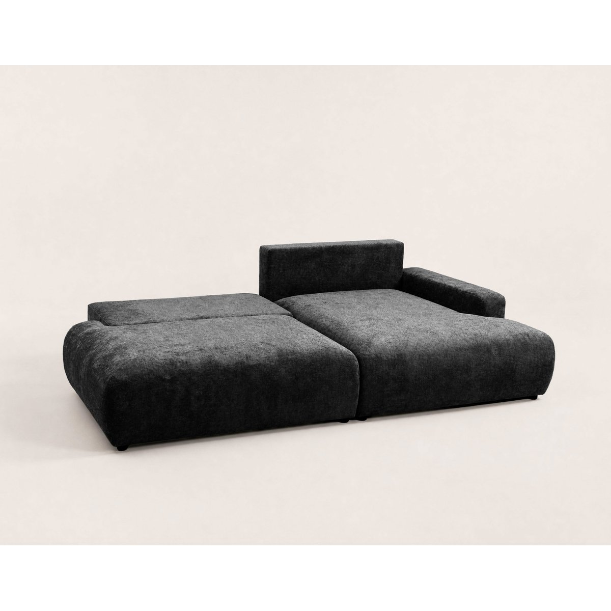 Canapé d'Angle Convertible en Tissu texturé 4 places - PIVOINE noir, BEST MOBILIER