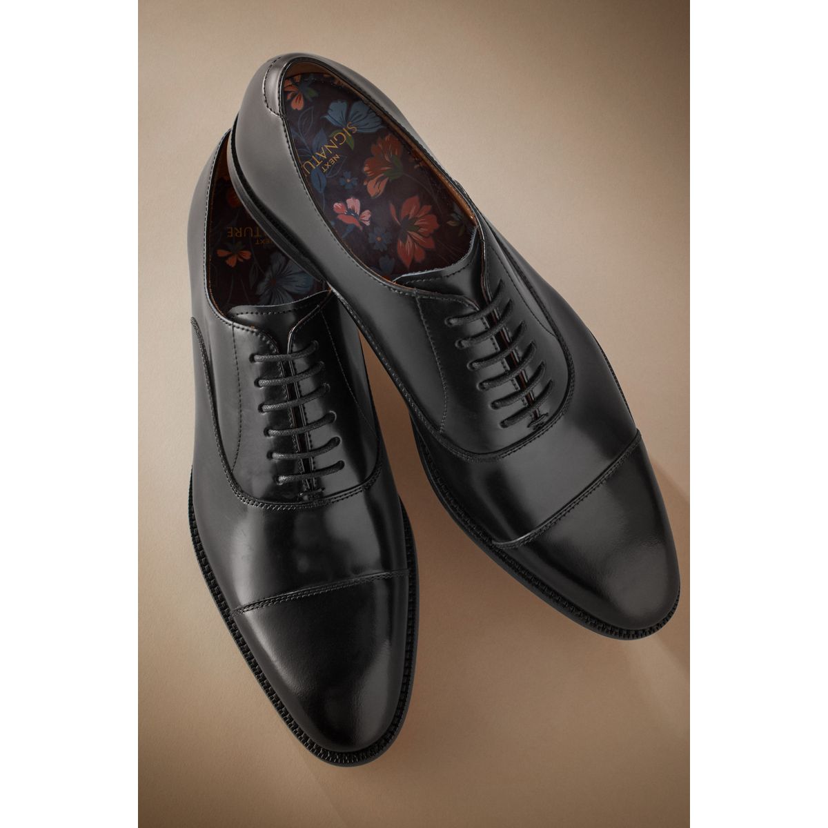 Chaussures oxford en cuir signature noir, NEXT