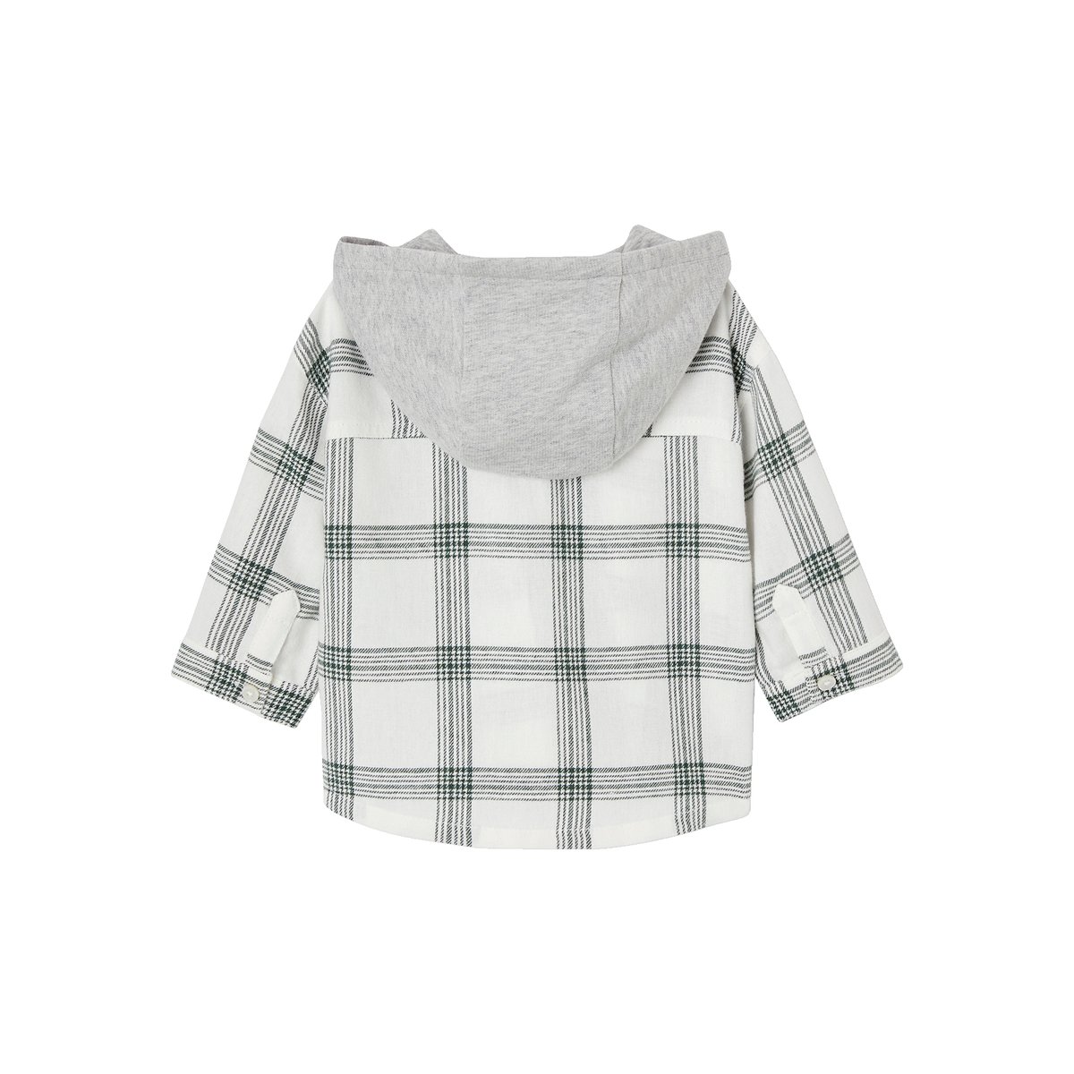 Chemise à capuche à carreaux bébé écru, VERTBAUDET