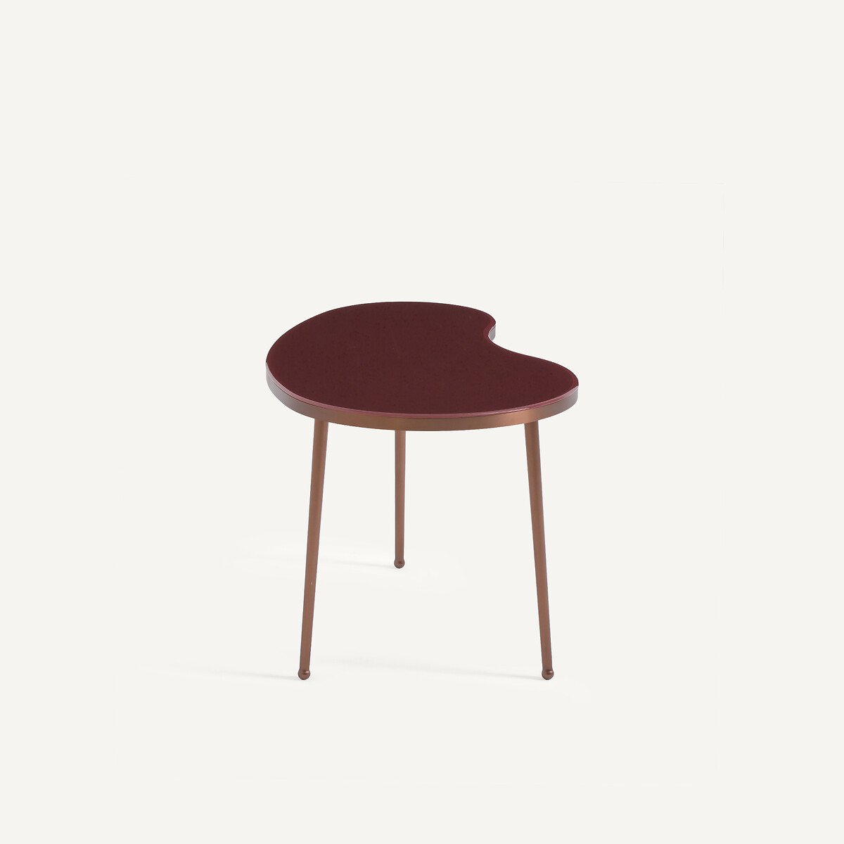 Mesa de centro de diseño orgánico, en acero y superficie de cristal templado, GALO borgoña, AM.PM