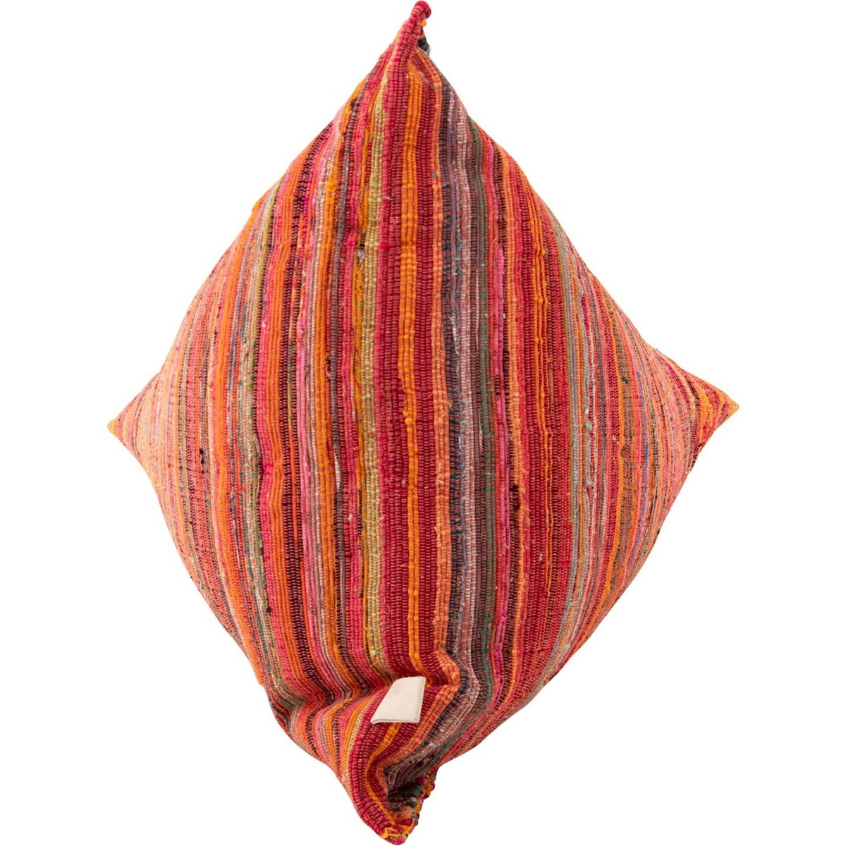 Pouf poire rayé en coton multicolore à dominante orange, RECOLLECTION